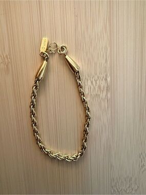 Vintage Monet triple plated gold Rope Chain Bracelet - Signed Costume Jewelry